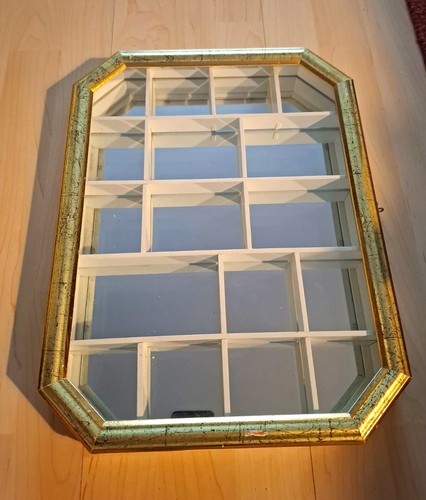 Vitrine achteckig gold weiß - vitrine,
