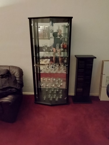 Vitrine holz glas spiegel - +,