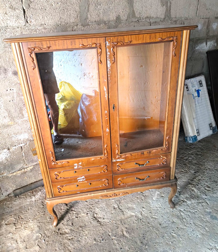 Vitrine holz glas - vitrine, braun